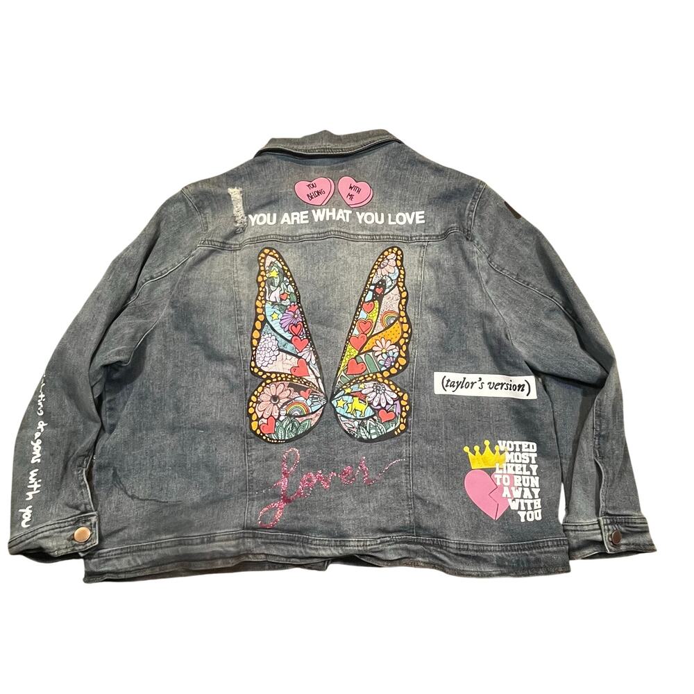 Dollhouse Taylor Swift Lover Denim Jacket Women 3X Hand‎ Painted Custom Swiftie